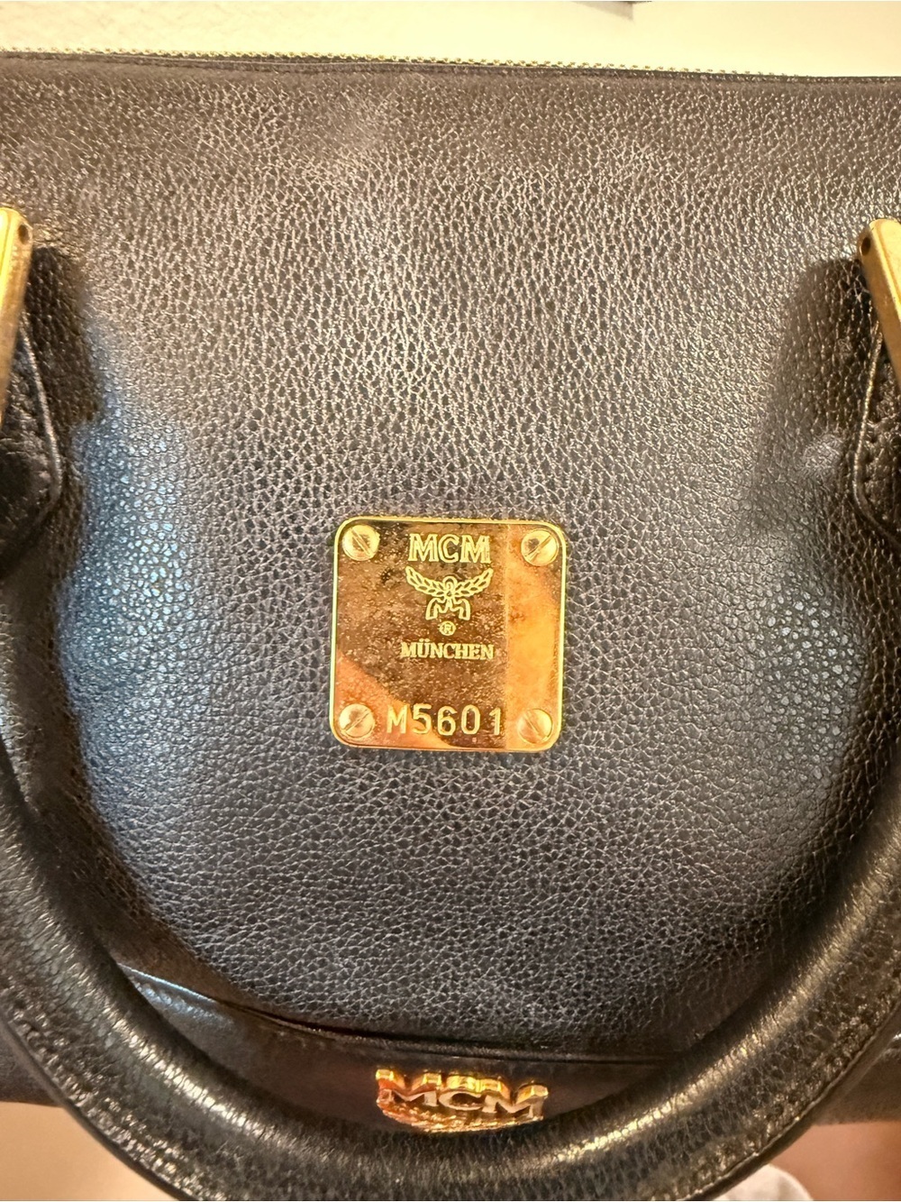 MCM Black Leather Boston Bag with Gold Hardware - Picture 6 of 15